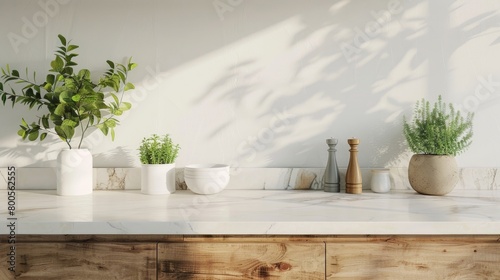 A Japandi-style modern Scandinavian apartment featuring a minimalistic kitchen