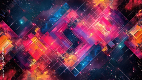 abstract background with geometric shapes and patterns with bold colors and psychedelic theme