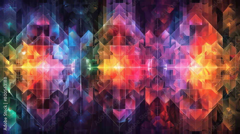 abstract background with geometric shapes and patterns  with bold colors and psychedelic theme