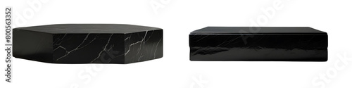 black color  sandstone product placement podiums, transparent background, png photo