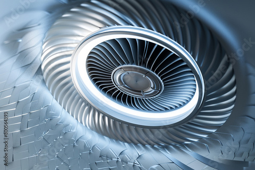 A detailed 3D illustration of a ventilation fan with airflow simulation, emphasizing efficiency and design  photo