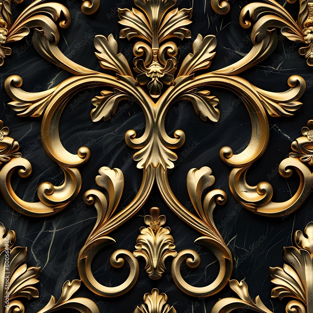 Curly Floral Golden Rich Shape Pattern Tile Curly Floral Golden Rich Shape Pattern Tile