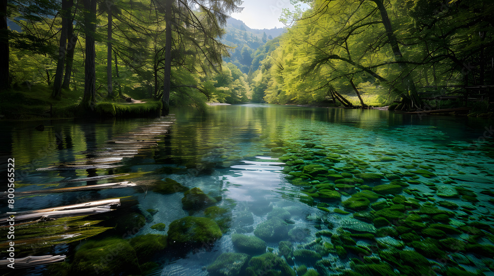 A River With Clear Water Surrounded by Trees A River With Clear Water Surrounded by Trees