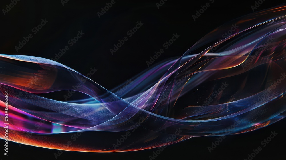 Naklejka premium futuristic wallpaper with distorted shapes and perspectives in transparent and chromatic surfaces on a black background