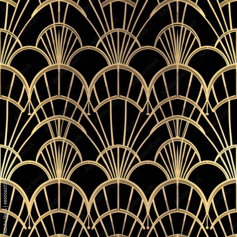 modern art deco pattern in gold on a black background modern art deco pattern in gold on a black background