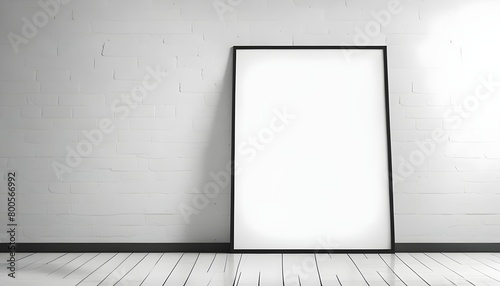 blank poster on the white wall and the floor, wallpapers, stock photos, mockups 