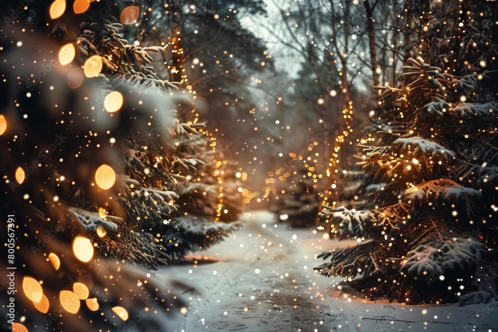 Beautiful Winter Forest Background for Christmas Holiday Celebration Beautiful Winter Forest Background for Christmas Holiday Celebration