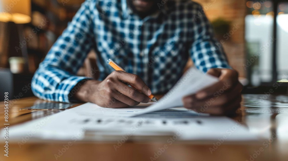 A person reviewing their life insurance policy statement and premium payments, demonstrating accountability and diligence in managing their coverage. A person reviewing their life insurance policy statement and premium payments, demonstrating accountability and diligence in managing their coverage.