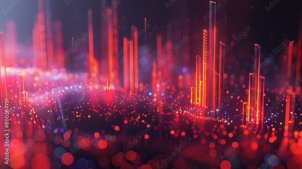 3D illustration of a futuristic city with red glowing skyscrapers and a starry sky 3D illustration of a futuristic city with red glowing skyscrapers and a starry sky