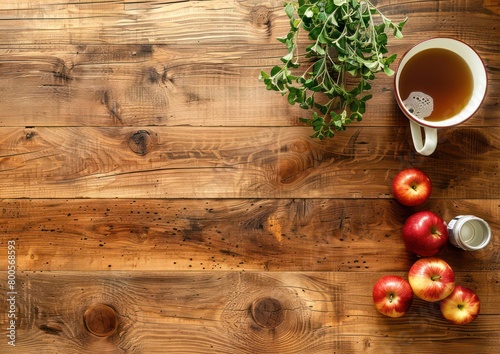 oak worktop table in top down view, realistic and natural