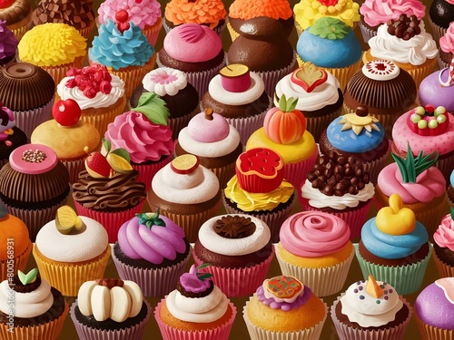 Cupcakes cremosos cuadro completo y variedad photo