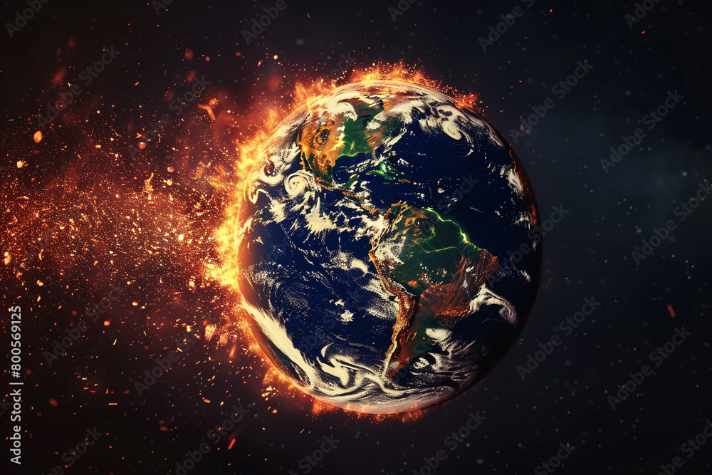 A dramatic scene showing Earth splitting apart a dire warning of the environmental crisis caused by climate change 