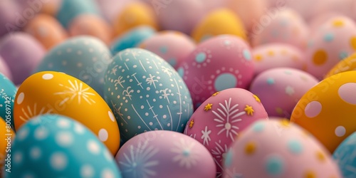 Collection of colorful Easter eggs with patterns
