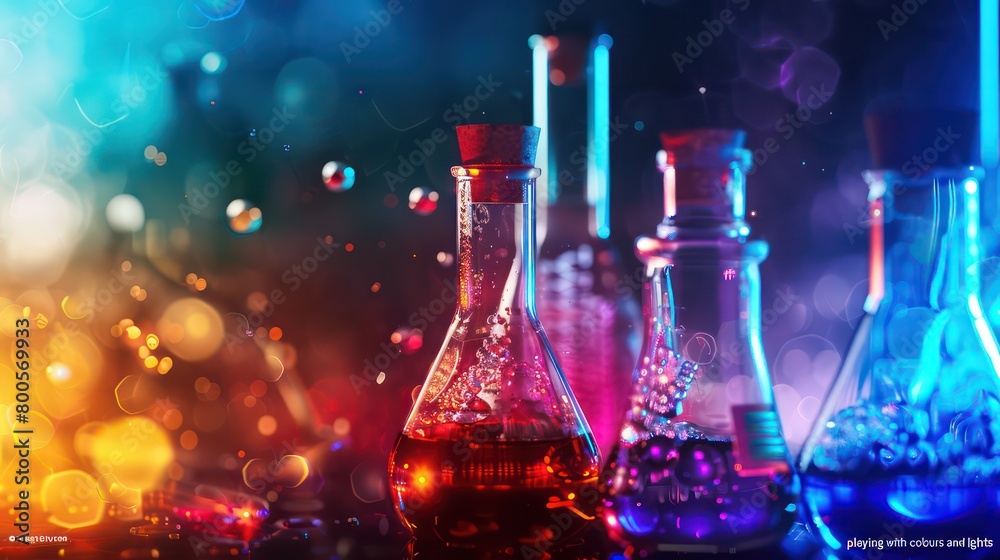 banner with a festive science event, very colorful and shinny lights banner with a festive science event, very colorful and shinny lights