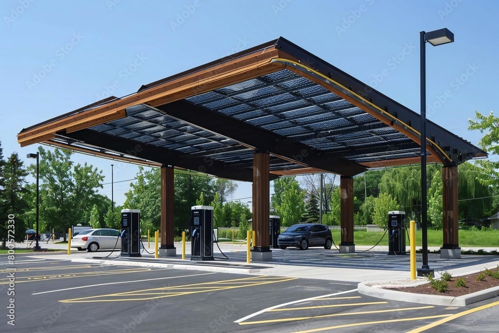 High-Tech Electric Car Charging with Energy Cable High-Tech Electric Car Charging with Energy Cable