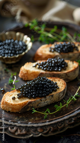 close up of luxury caviar on bread