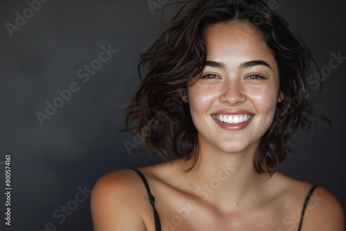 Pretty woman model with smiling beauty portrait smile