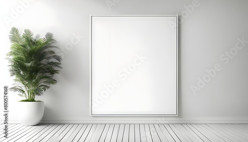 blank poster on the white wall and the floor  wallpapers  stock photos  mockups 