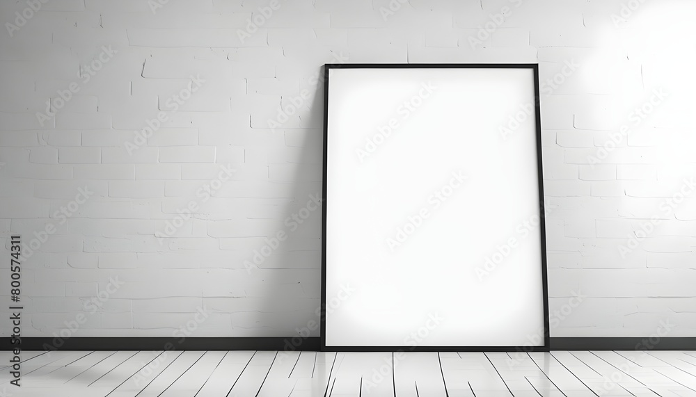 blank poster on the white wall and the floor, wallpapers, stock photos, mockups	