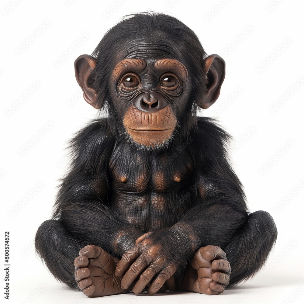 a small monkey sitting on the floor with its hands on its knees a small monkey sitting on the floor with its hands on its knees