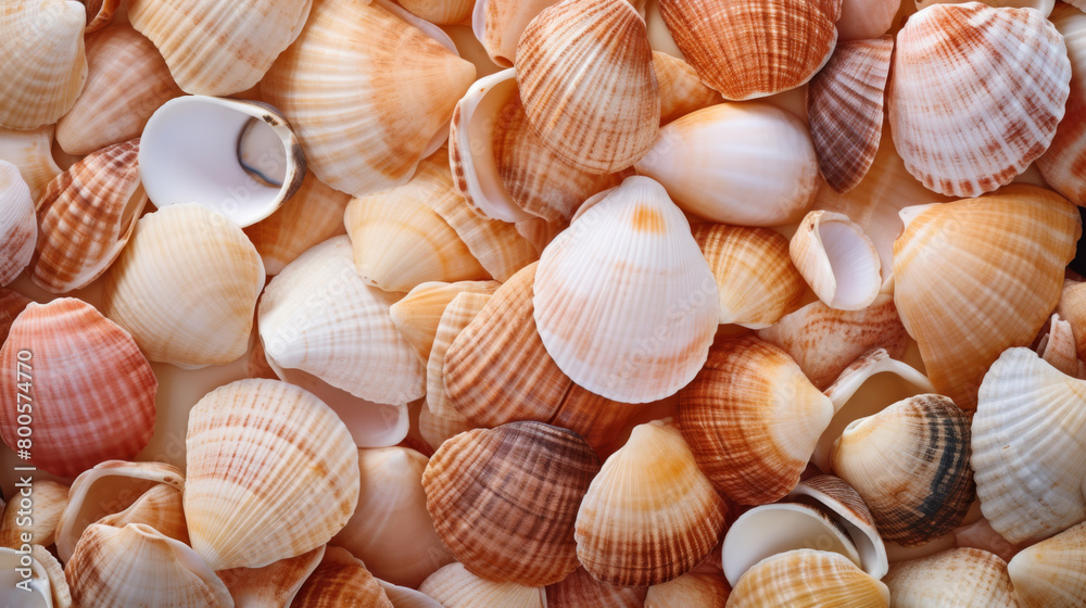 Marine Composition: Piled Seashells Forming Ideal Summer Backdrop