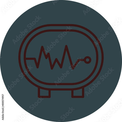Electrocardiogram Grey Red Line Circle Icon Line Circle Icon