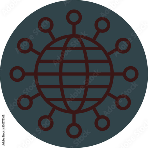 Global Infrastructure Grey Red Line Circle Icon Line Circle Icon photo