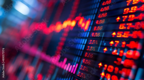 Wallpaper Mural Red and blue stock market numbers Torontodigital.ca