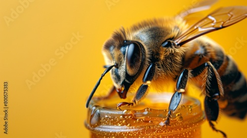 a bee with a honey in its mouth