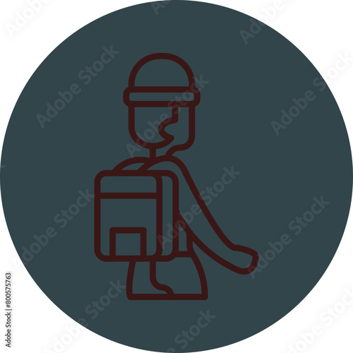 Tourist Grey Red Line Circle Icon Line Circle Icon