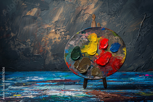 A painters palette with one color standing out, representing the creativity and innovation in leadership 