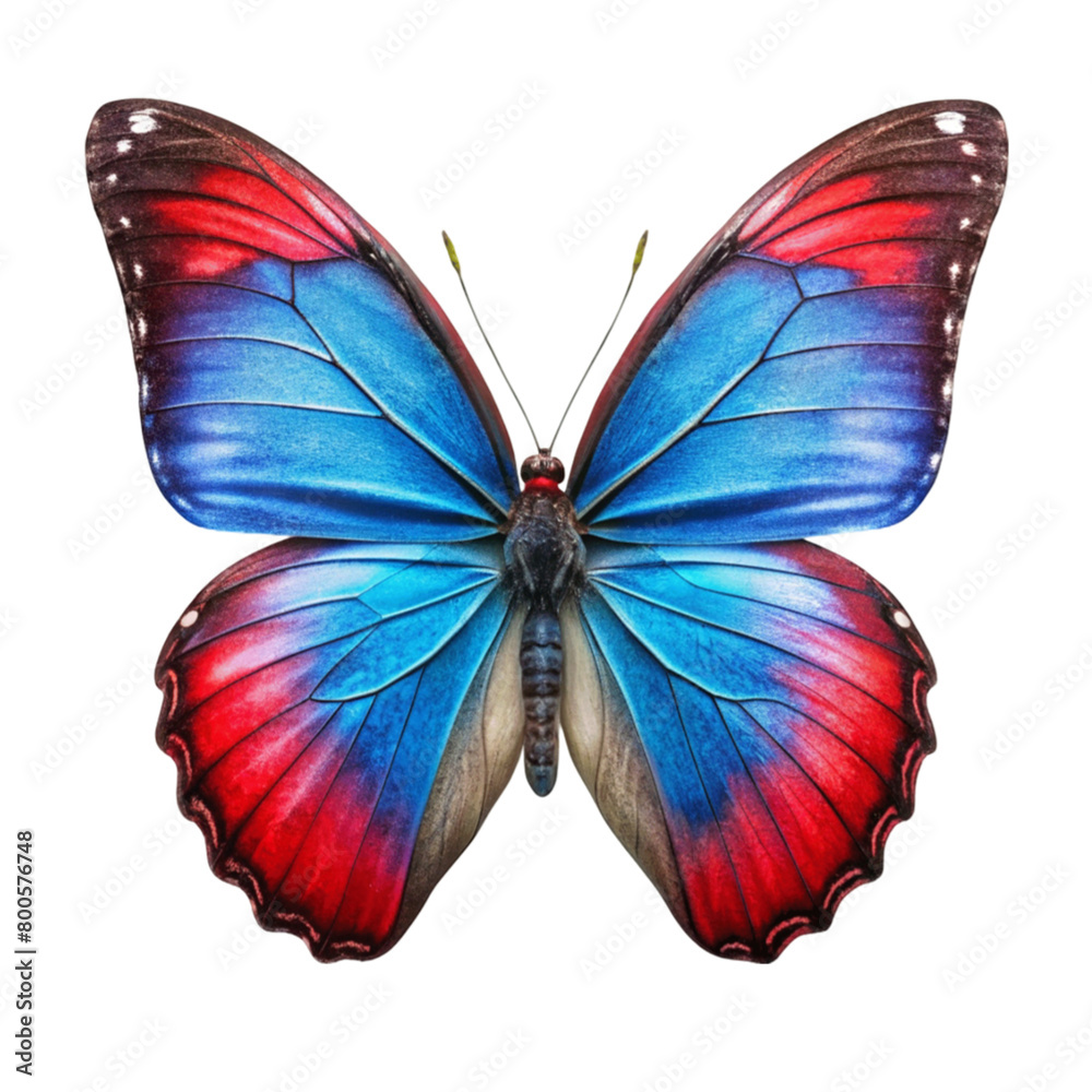 Vibrant Butterfly with Colorful Wings isolated on Transparent background.