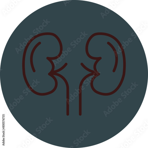 Kidneys Grey Red Line Circle Icon Line Circle Icon