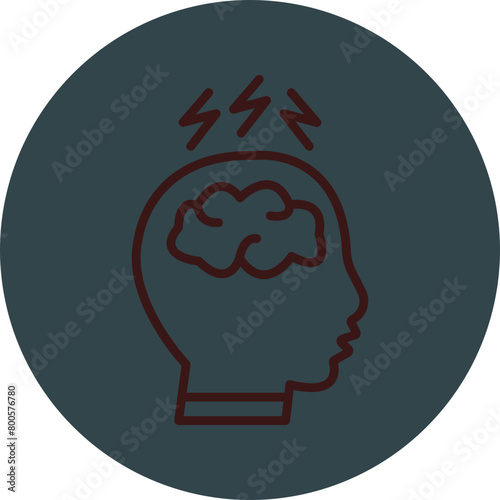 Migraine Grey Red Line Circle Icon Line Circle Icon