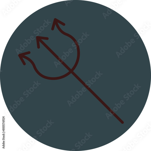 Trident Grey Red Line Circle Icon Line Circle Icon