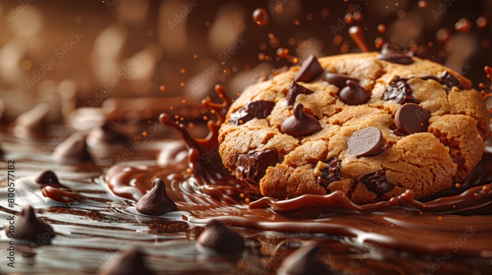 Photo of a cookies with chocolate splash