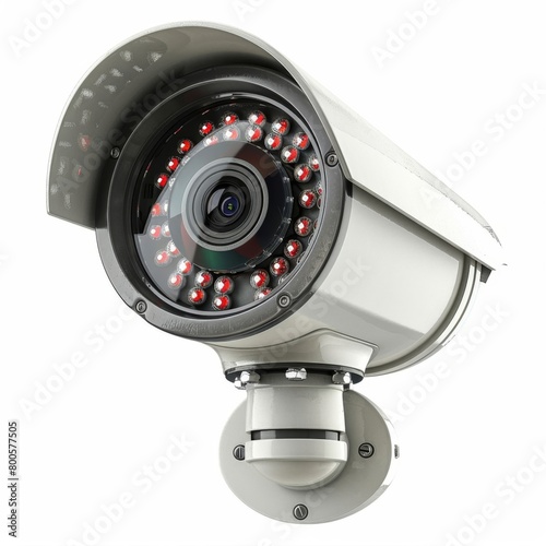 a security camera with red lights on it