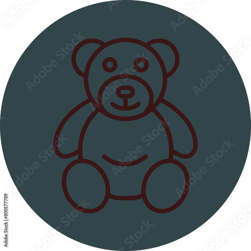 Bear Grey Red Line Circle Icon Line Circle Icon