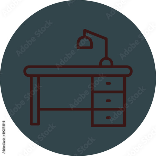 Work Table Grey Red Line Circle Icon Line Circle Icon
