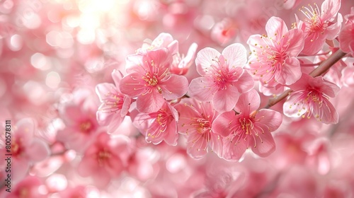 a close up of a pink flowered tree branch