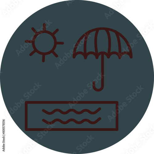 Beach Grey Red Line Circle Icon Line Circle Icon