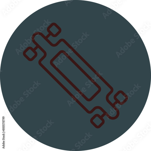 Longboard Grey Red Line Circle Icon Line Circle Icon