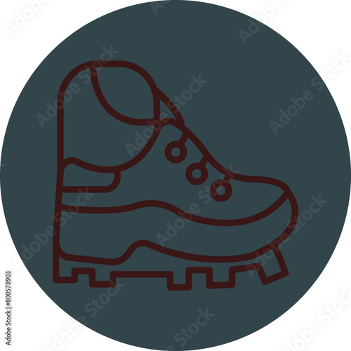 Hiker Grey Red Line Circle Icon Line Circle Icon