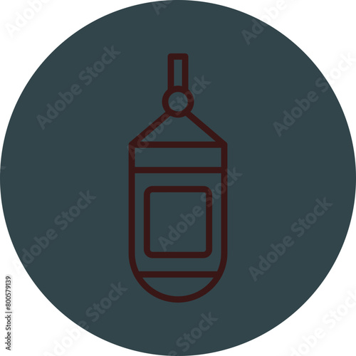 Boxing Bag Grey Red Line Circle Icon Line Circle Icon