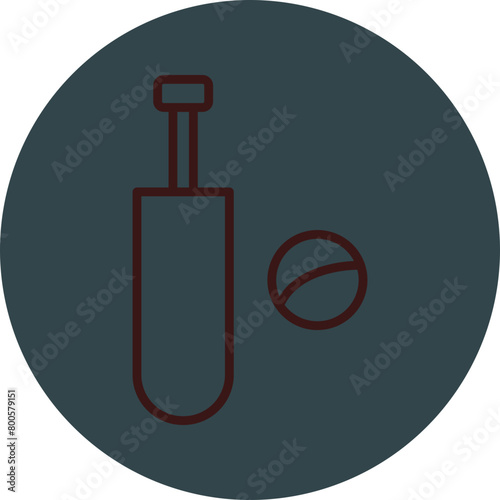 Cricket Grey Red Line Circle Icon Line Circle Icon