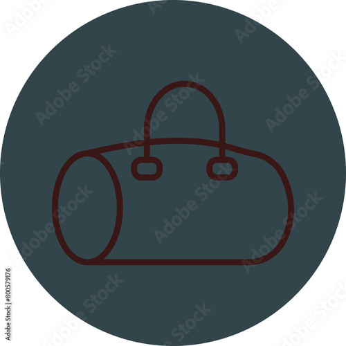 Duffle Bag Grey Red Line Circle Icon Line Circle Icon