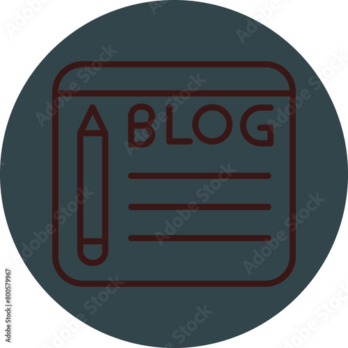Blogging Grey Red Line Circle Icon Line Circle Icon