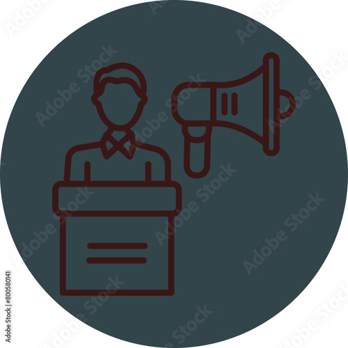 Campaign Grey Red Line Circle Icon Line Circle Icon
