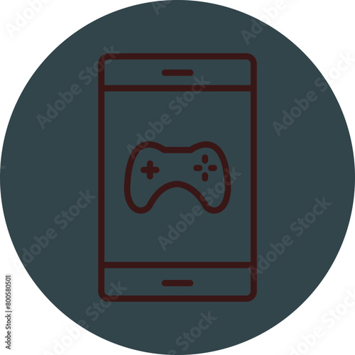 Mobile Gaming Grey Red Line Circle Icon Line Circle Icon