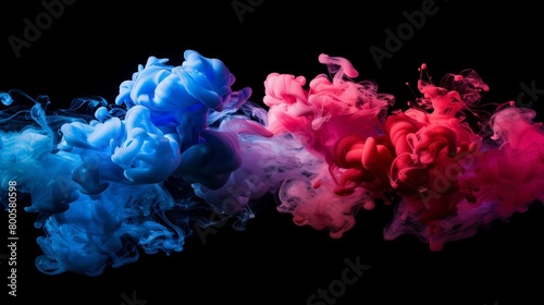 colorful background,Colors ink splashing in water isolated on black background,White, blue and red watercolor ink in water. Abstract background. Cool trending screensaver.Abstract colourful smoke real